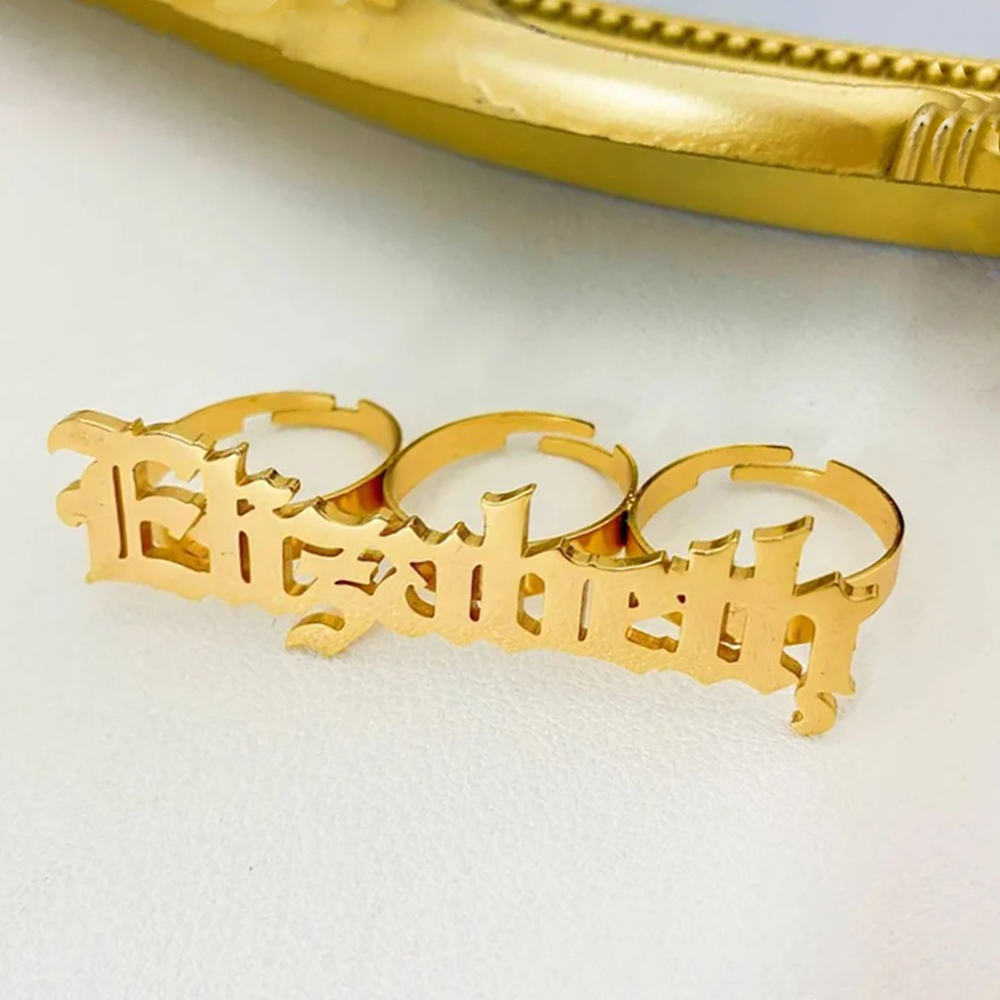 Statement Cocktail Ring - Custom Name Ring Women Knuckle Large