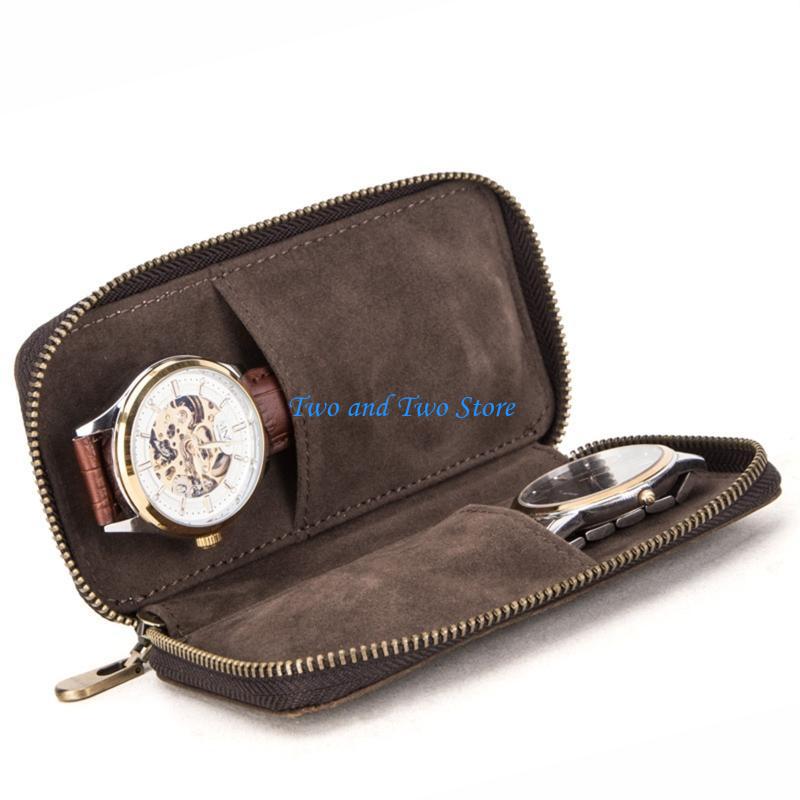 Jewelry Box That Holds Watches - HX6F Rustic Leather 2-Slot Watch Box