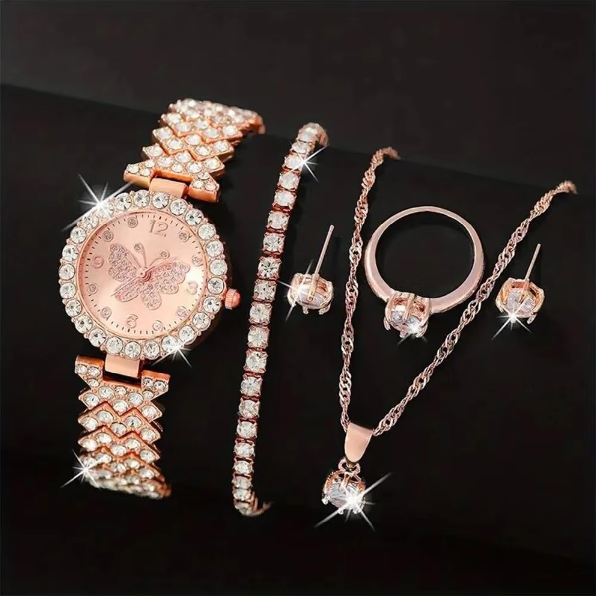 6PCS/Set Luxury Rhinestone But - Jewelry Watches Luxury review and price