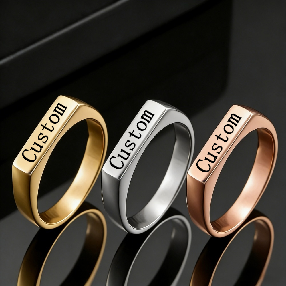 Customized Engrave Name Photo  - Statement Cocktail Ring review and price