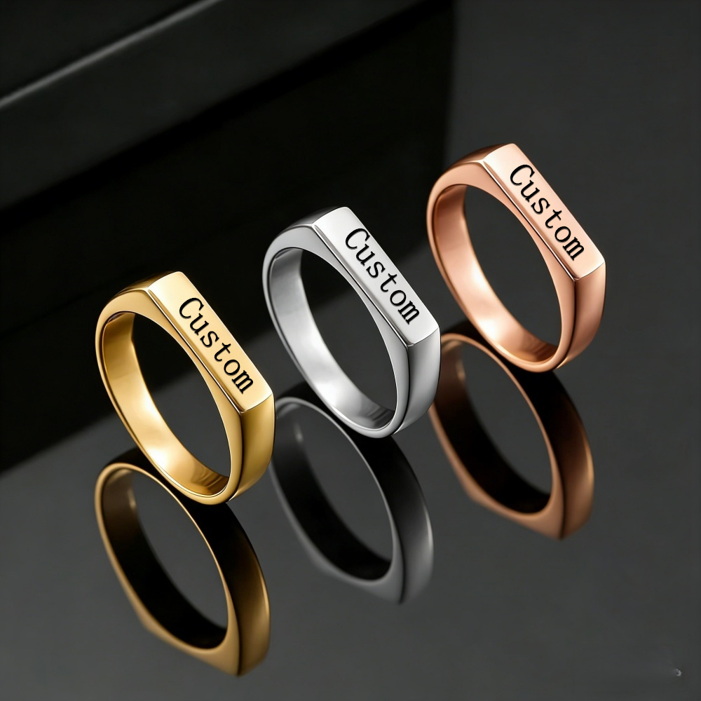 Customized Engrave Name Photo  - Statement Cocktail Ring review and price