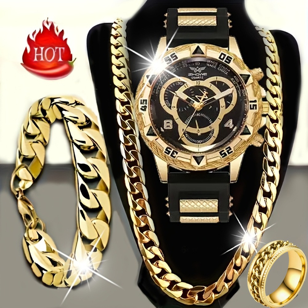 4‑Piece Luxury Men’s Watch and - Jewelry Type Watches review and price