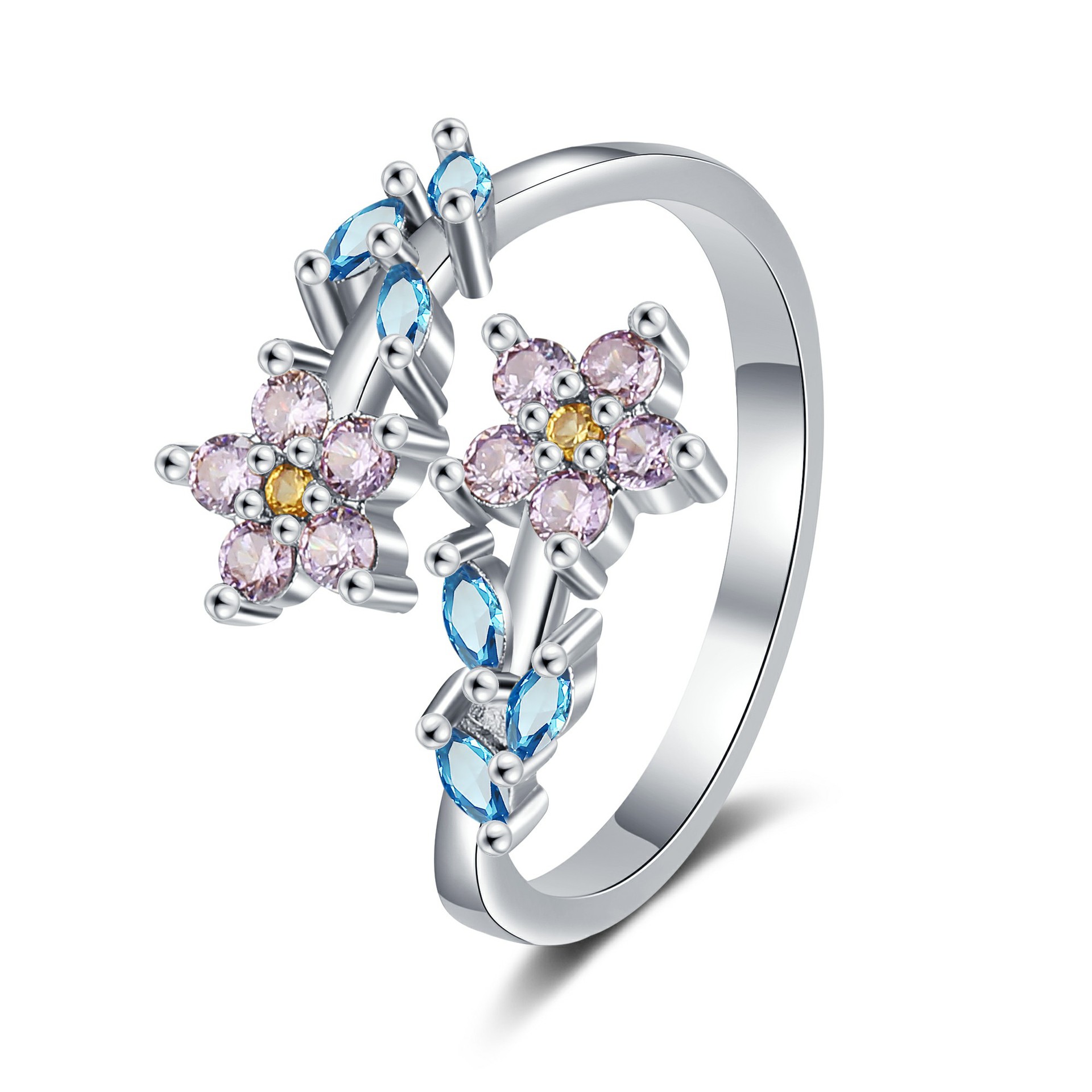 925 Sterling Silver Flower Lea - Statement Cocktail Ring review and price