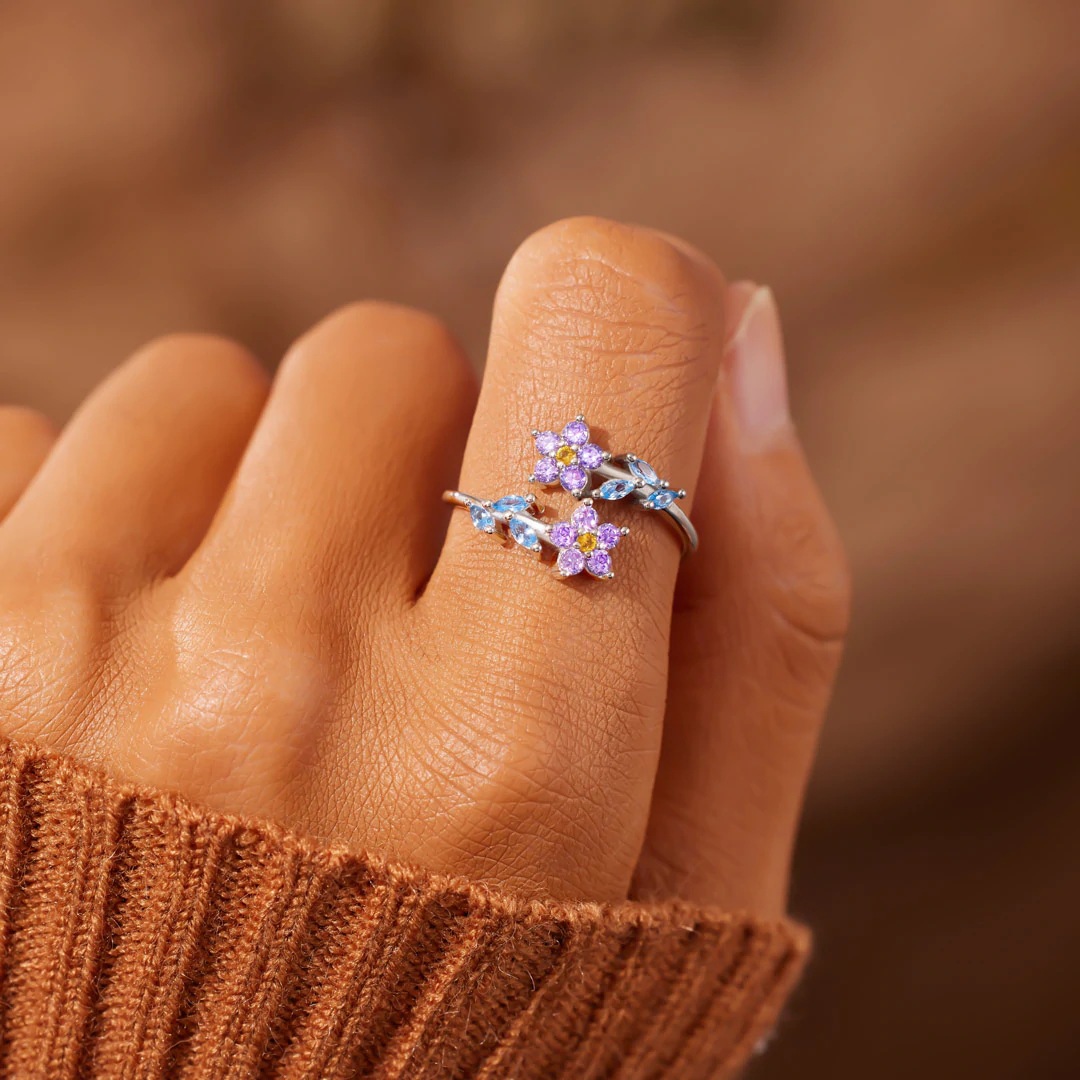 925 Sterling Silver Flower Lea - Statement Cocktail Ring review and price