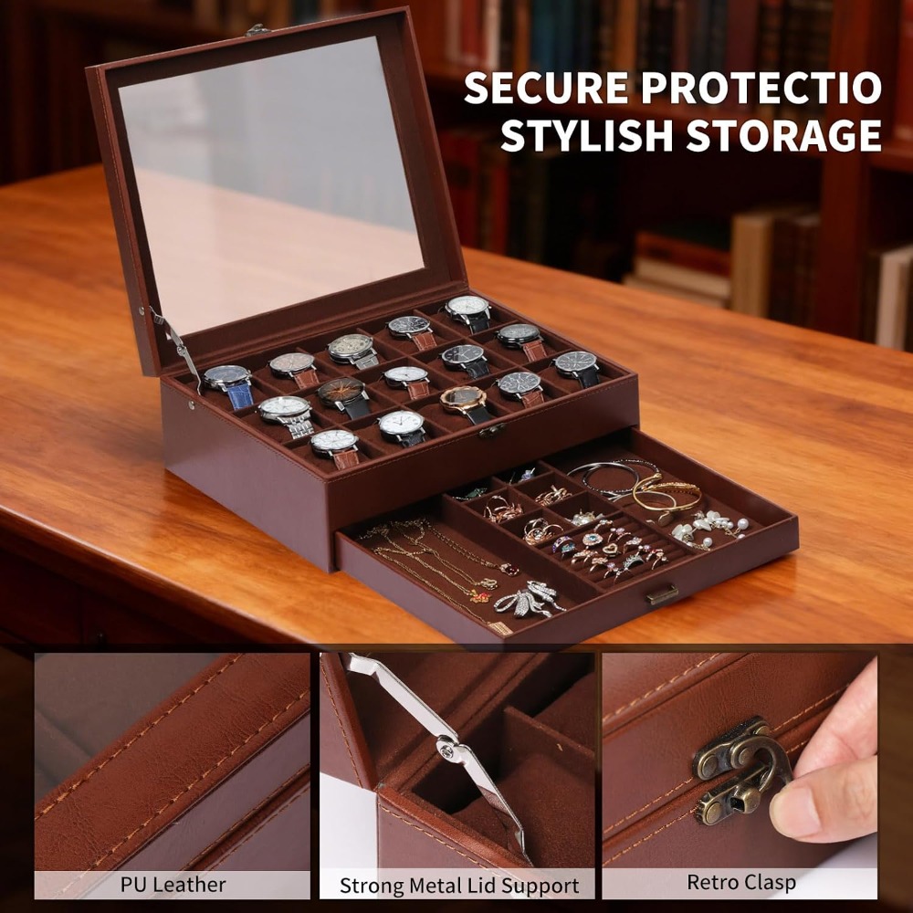 2-Layer Watch Box with Lock, H - Jewelry Box That Holds Watches review and price