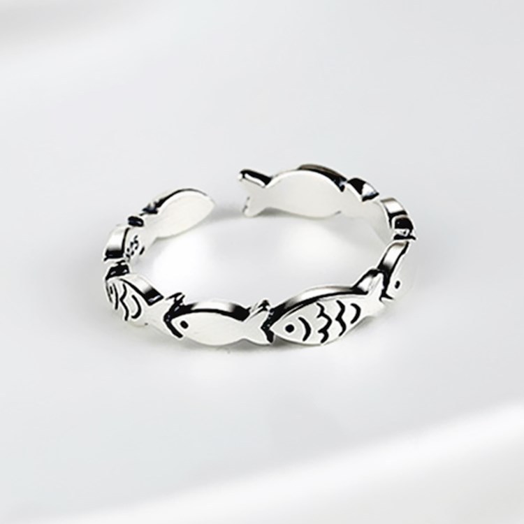 925 Sterling Silver Fish Adjus - Statement Cocktail Ring review and price