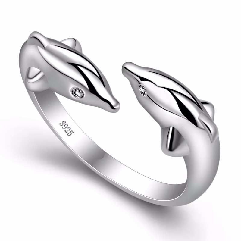 925 Sterling Silver Dolphin Ri - Statement Cocktail Ring review and price