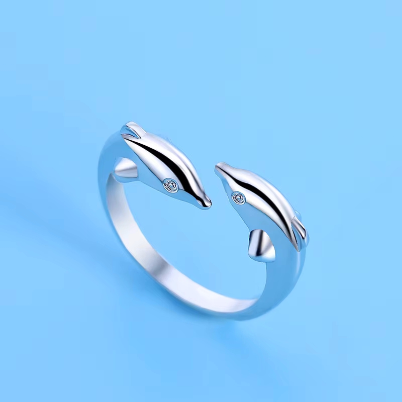 925 Sterling Silver Dolphin Ri - Statement Cocktail Ring review and price